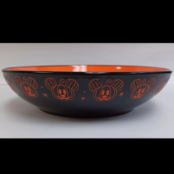 Disney Mickey Mouse Happy Halloween Pumpkin Bowl Candy Dish New Orange and Black - Picture 2 of 2